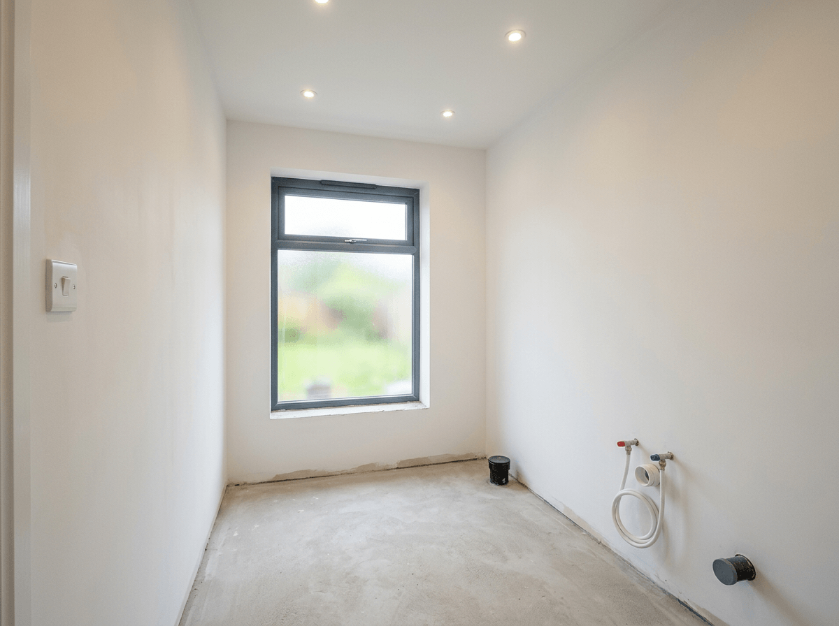 Blank Canvas bathroom prepared for buyer finishes