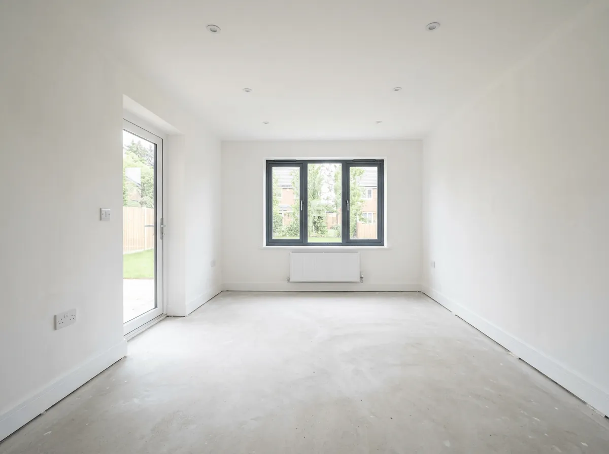 Interior room at Blank Canvas stage ready for flooring and decoration